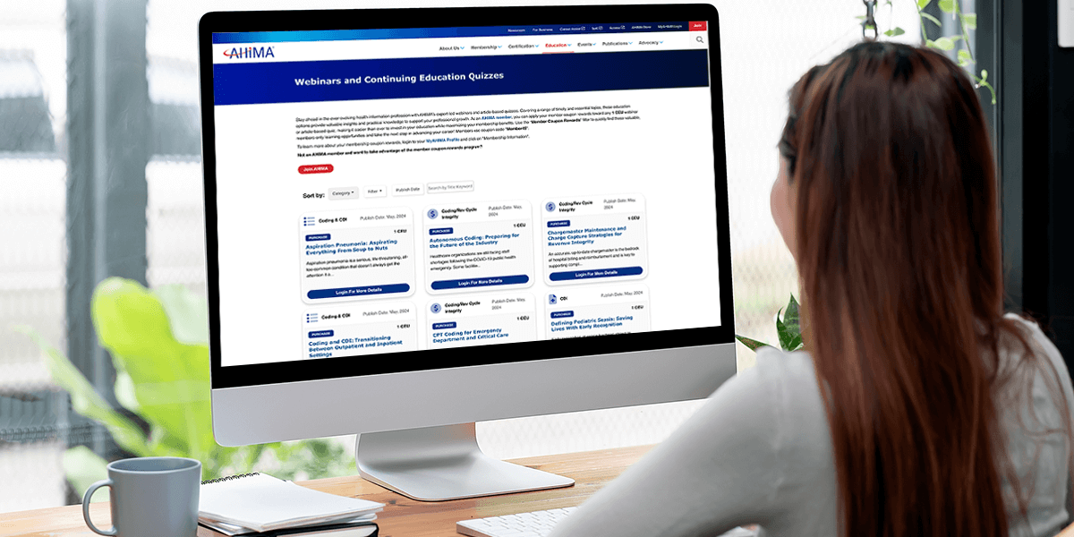 A woman using the AHIMA coupon application