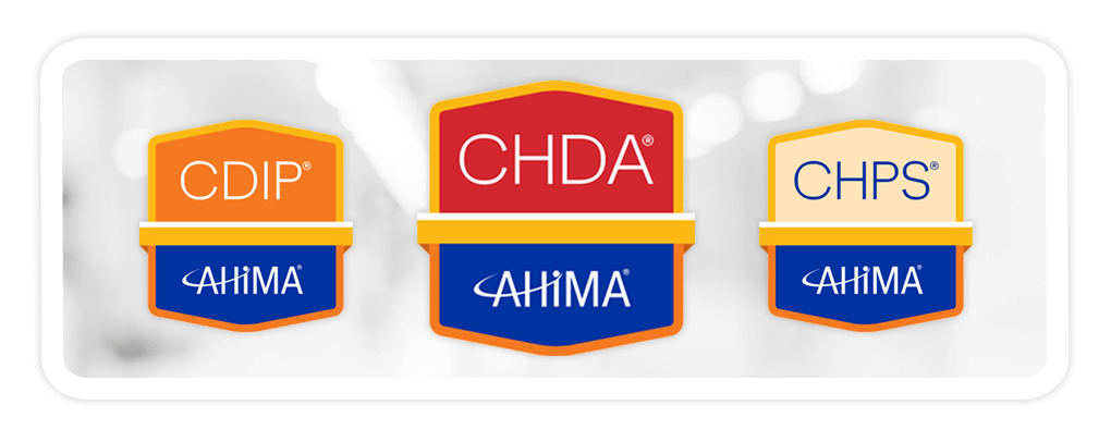 AHIMA certification badges